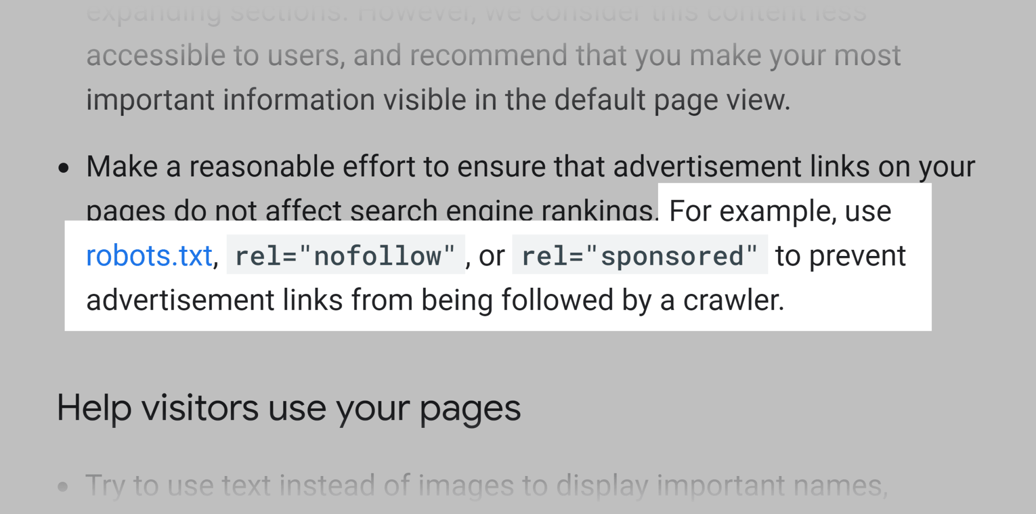 Google guidelines on nofollow links