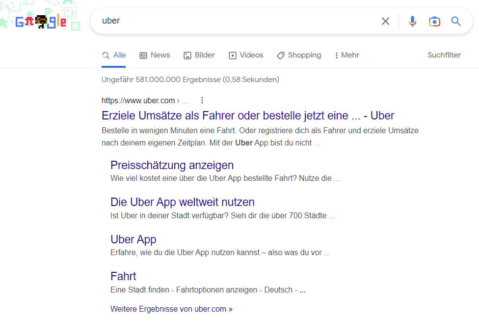 Google-Suche nach Uber