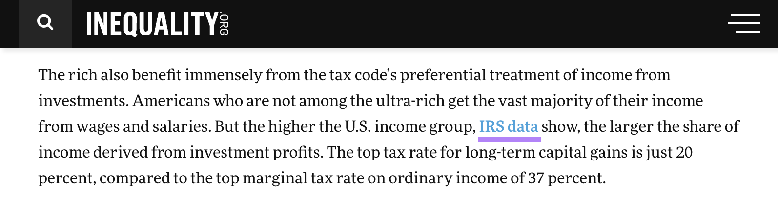 phrase "IRS data" is bluish  to bespeak  an outbound link