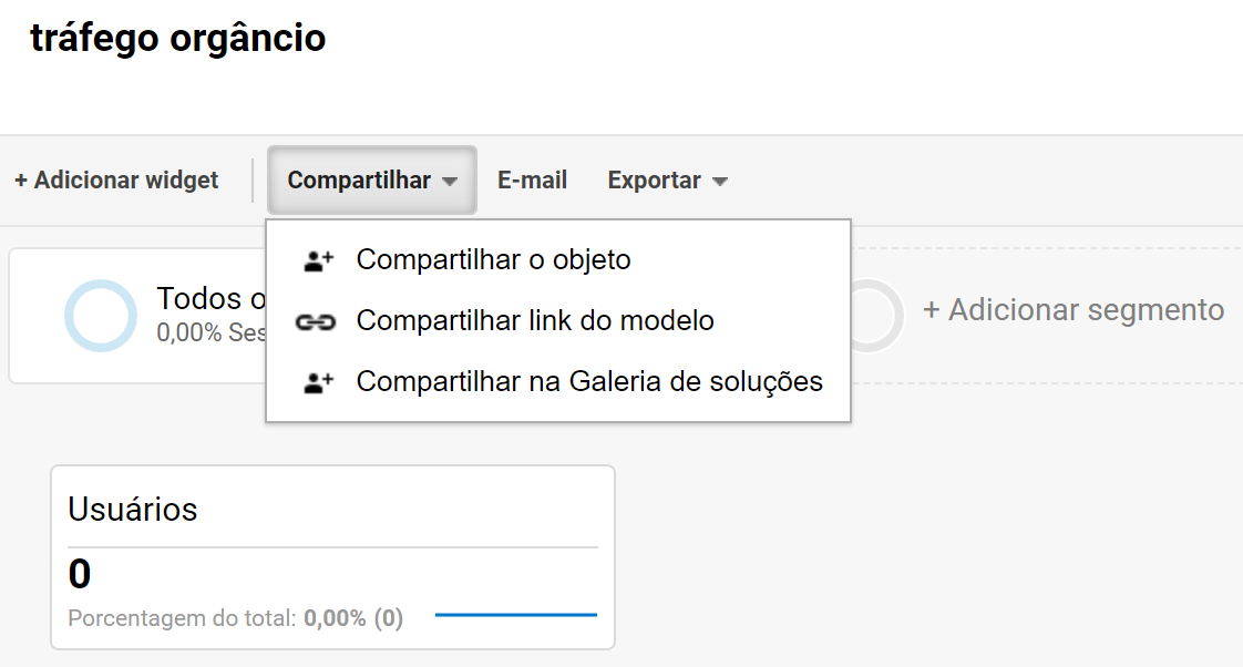 compartilhando o dashboard do google analytics