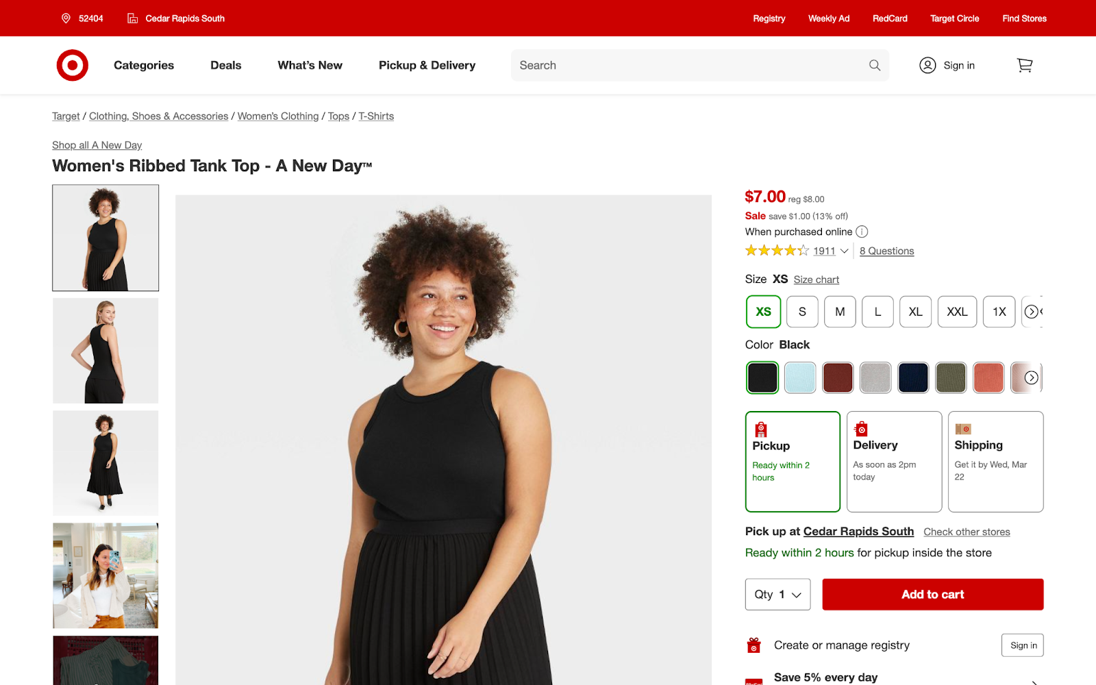 Target product page