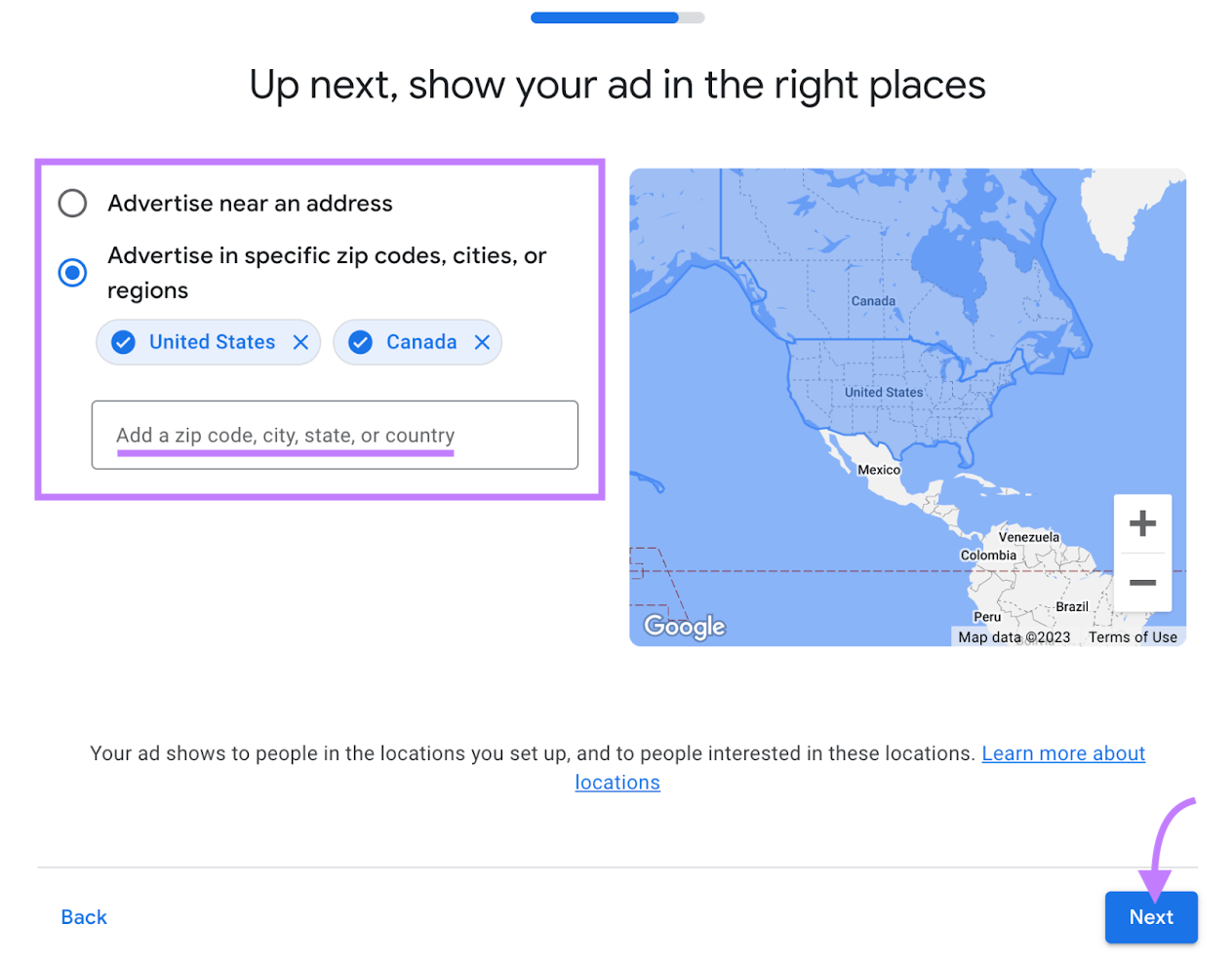Google Ads audience targeting by location