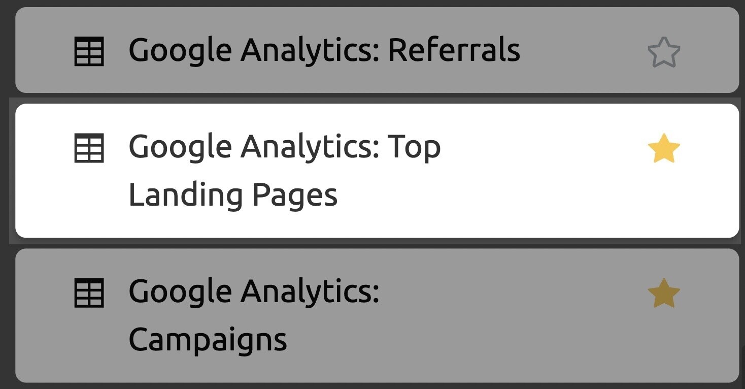 top landing pages report