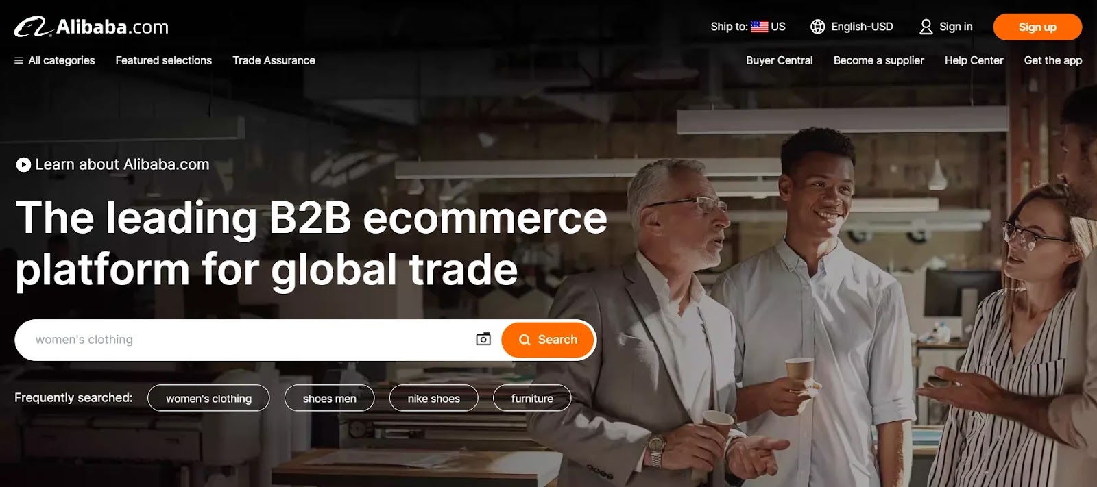 Alibaba.com landing page section