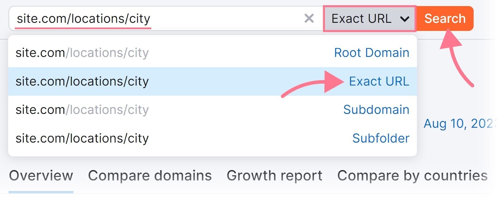 how to find rivals for a specific location in Domain Overview