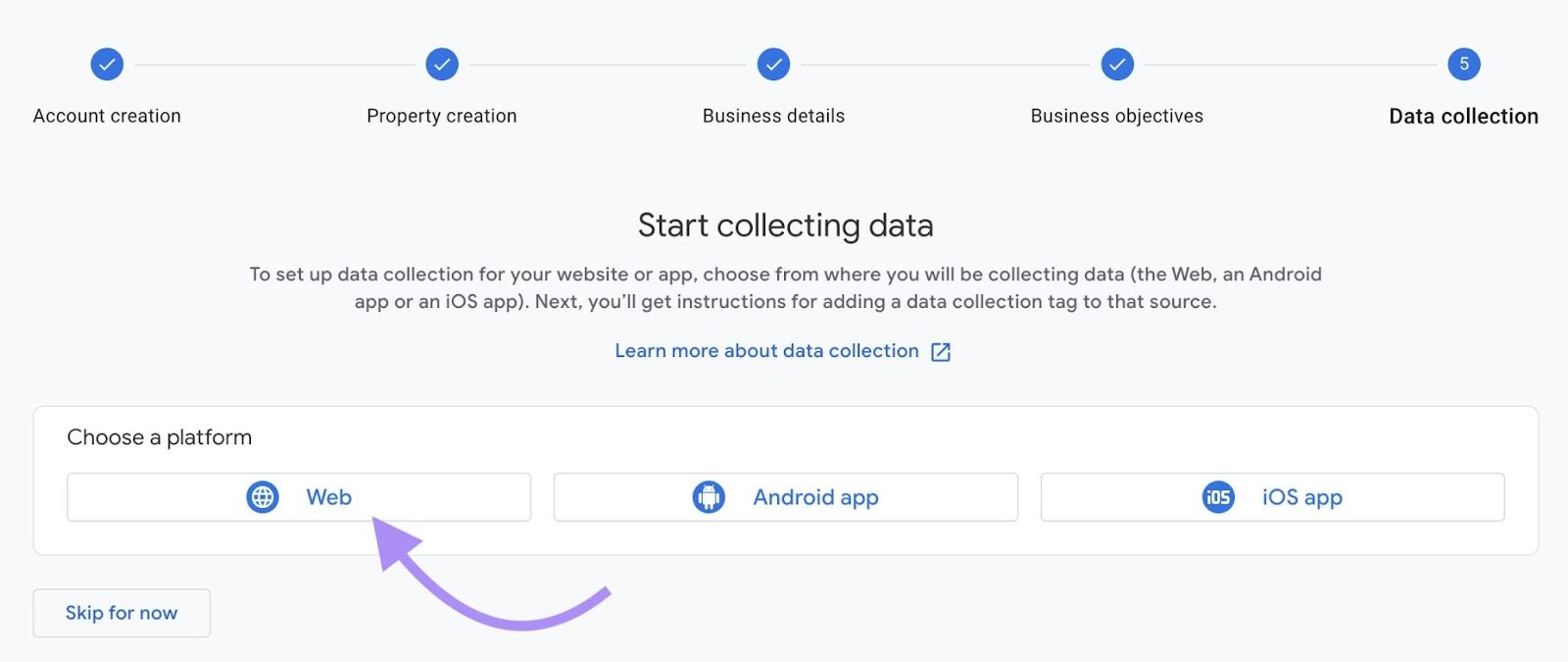 A Complete Step-by-Step Guide (2025) 15 "Web" option selected under "Start collecting data" window