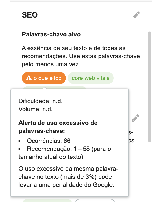 Excesso de palavra-chave