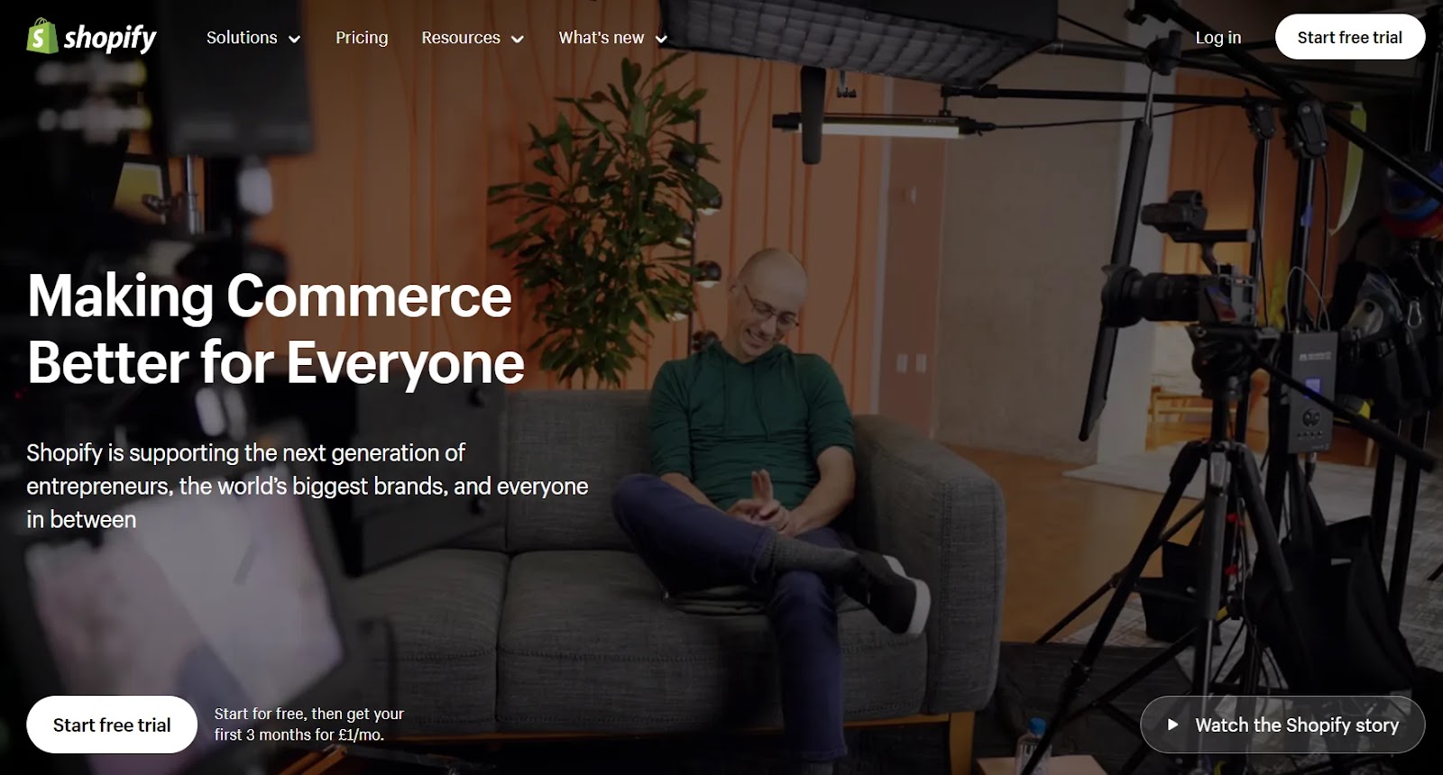 Shopify's landing page