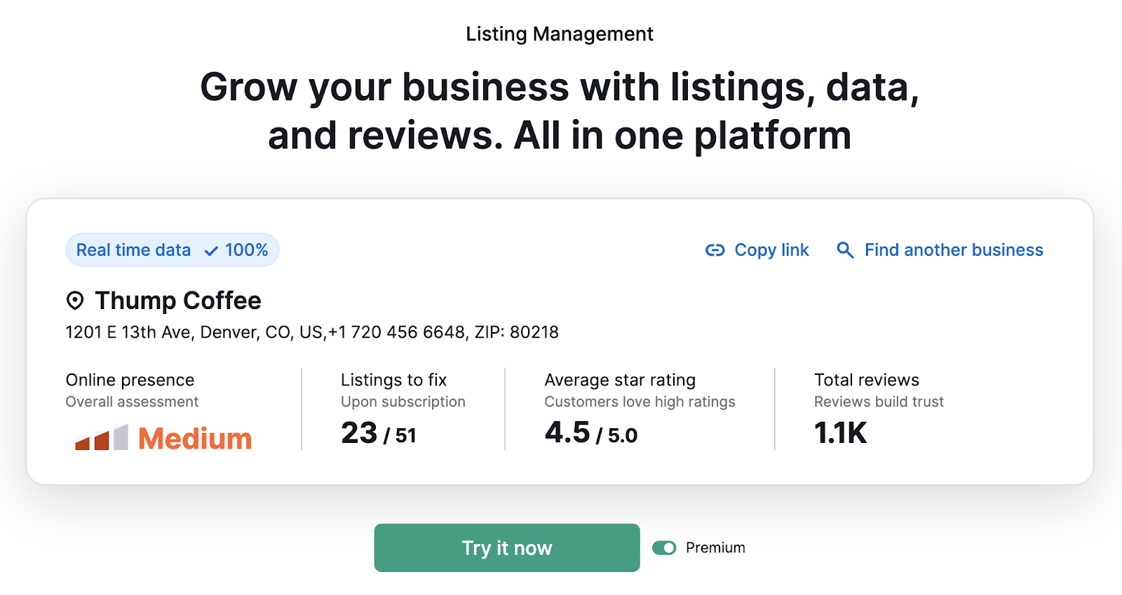 Listing Management tool page