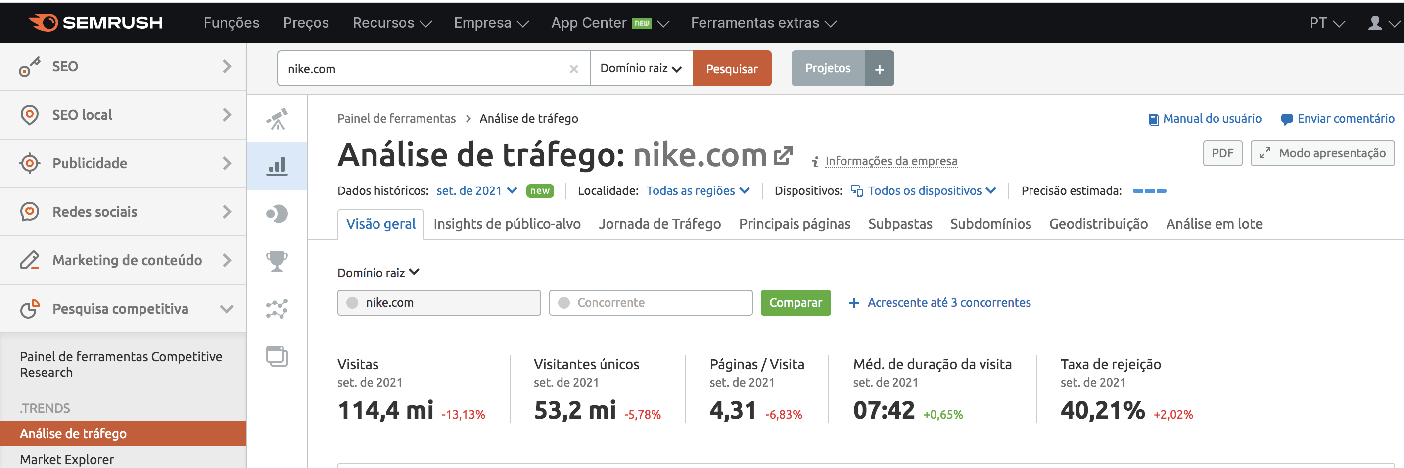 O que é taxa de rejeição ou taxa de rejeição e como melhorar essa métrica. 1 Análise de tráfego Semrush