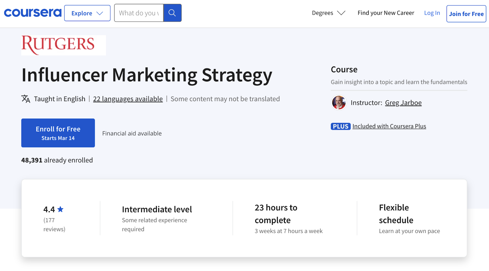 Influencer Marketing Strategy course