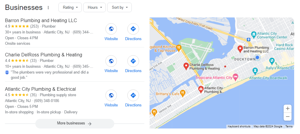 Google Local Pack results