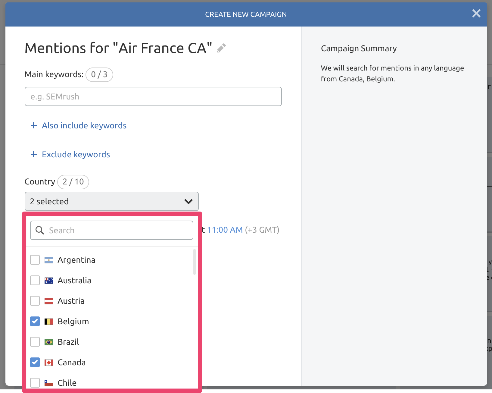 Novedades SEMrush Agosto 2019 - Menciones Air France