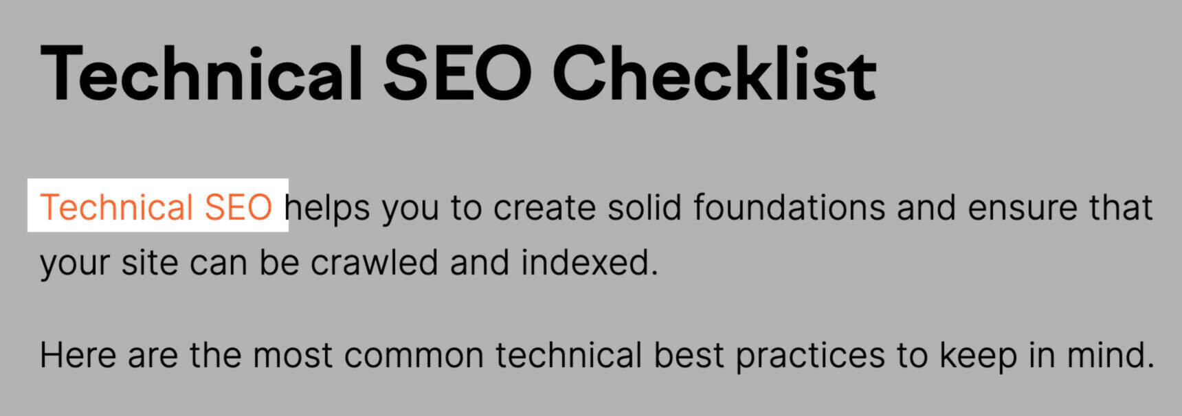 Internal link with anchor text "Technical SEO"