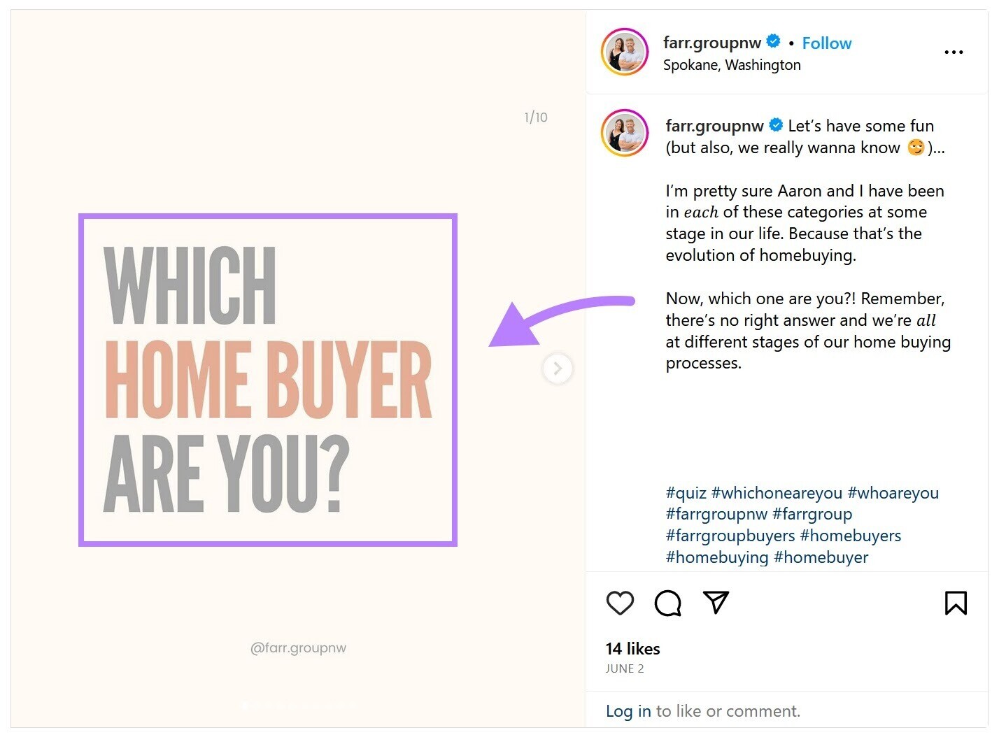 The “which home buyer are you?” quiz on Instagram