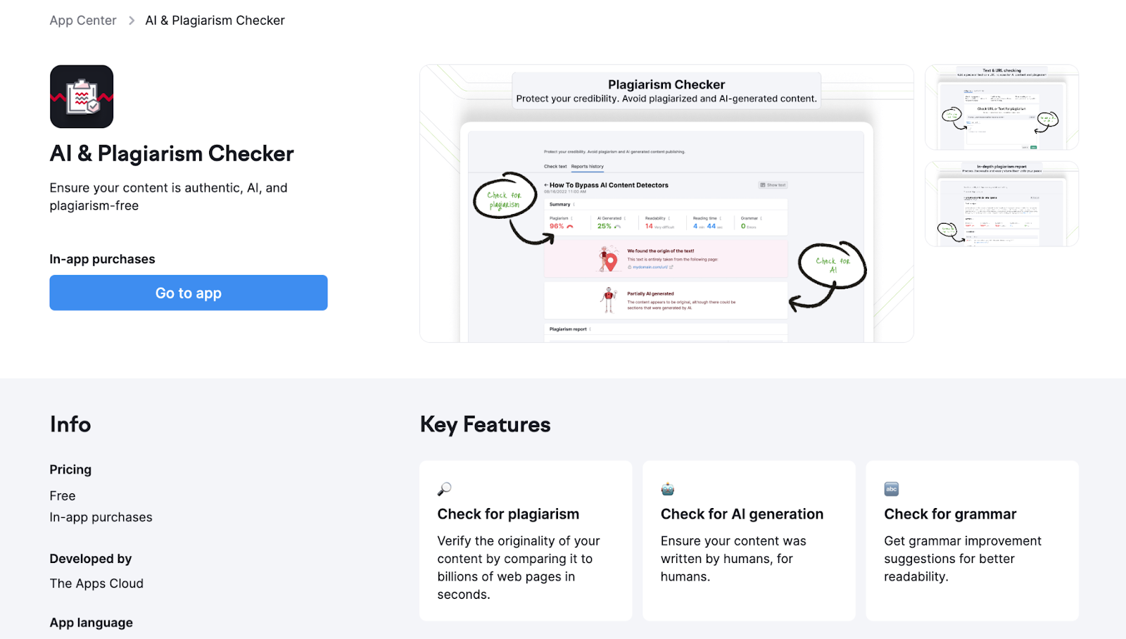 AI and plagiarism checker on Semrush