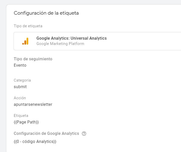 Auditoría de Google Analytics - Tag manager para eventos