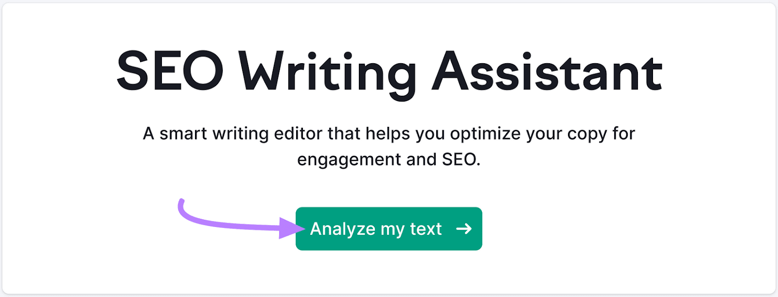 SEO Writing Assistant tool start