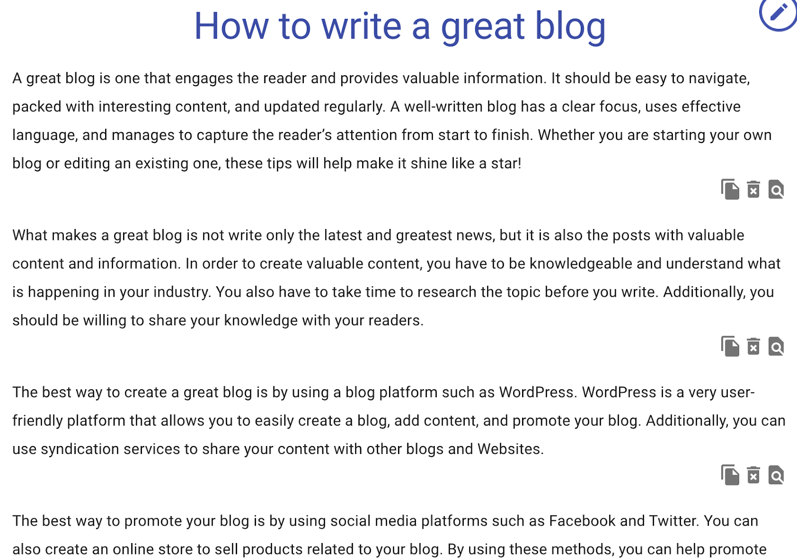 blog structure example