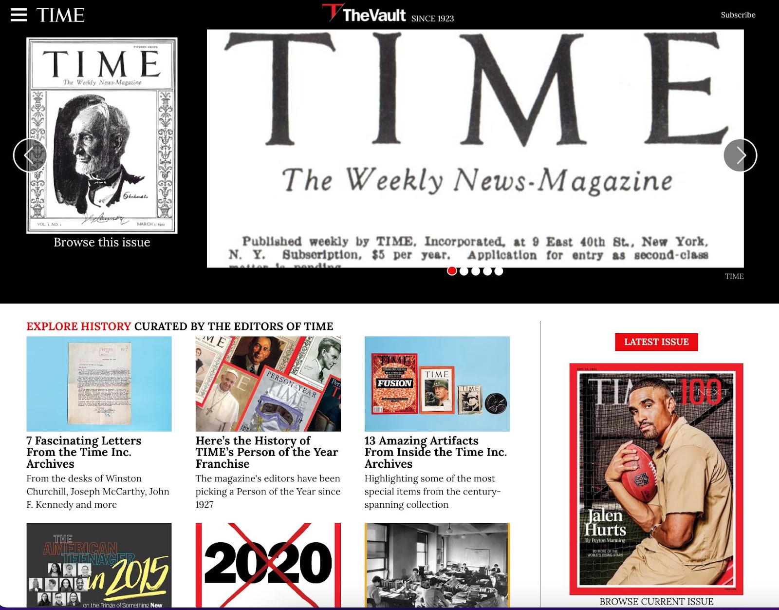 Time's website showing ungated content