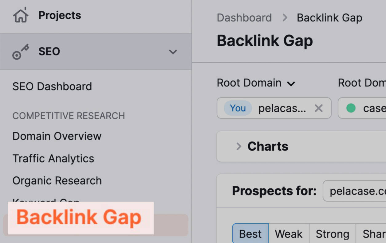 semrush backlink gap tool