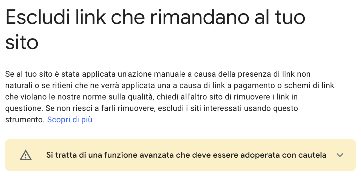 Indicazioni sui backlink di Google