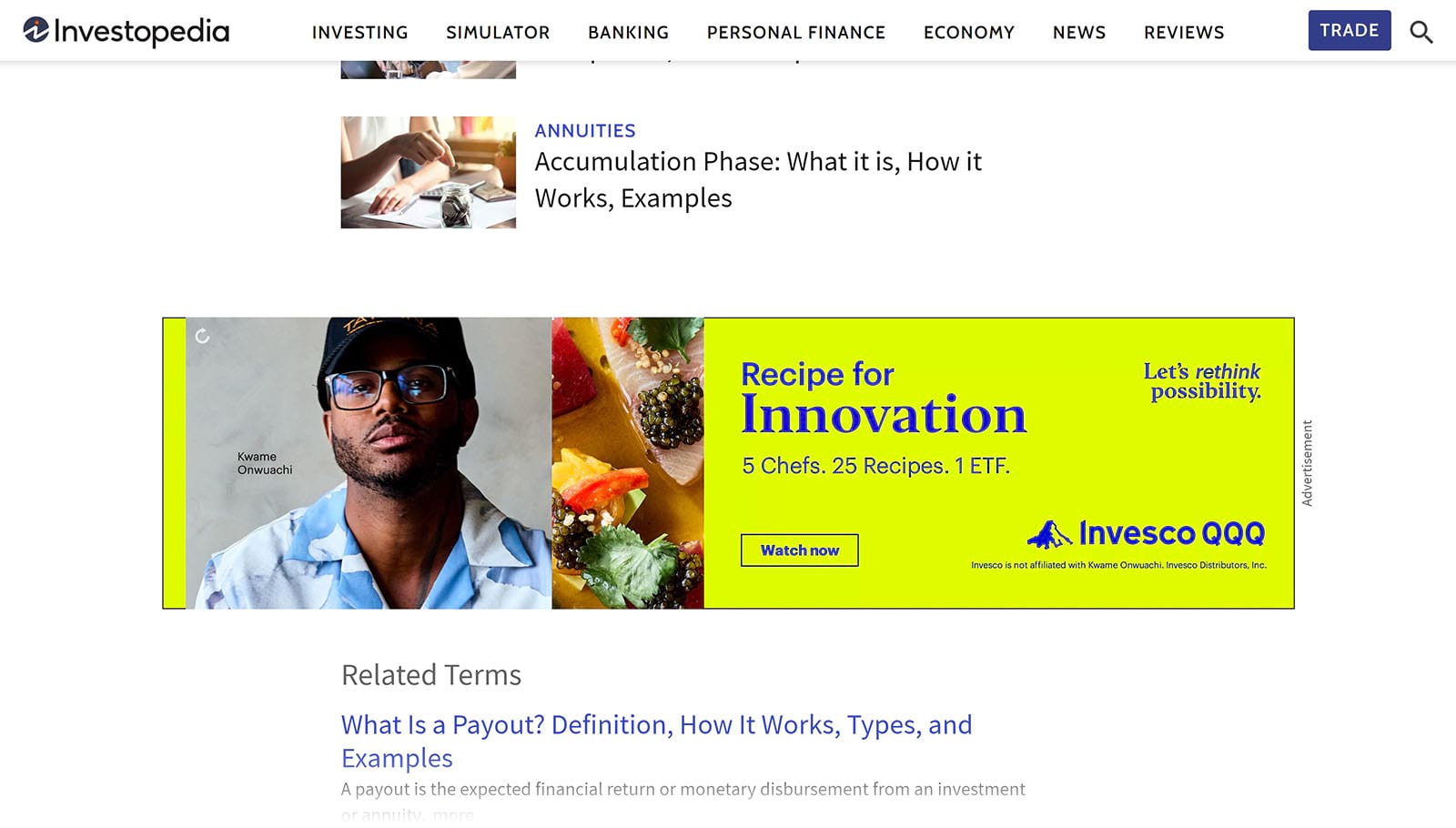 Bottom of leafage   advertisement  connected  Investopedia blog post