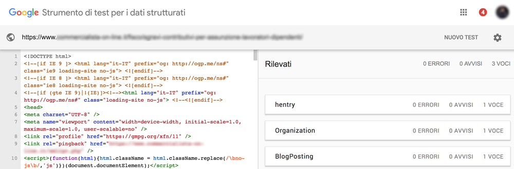 Strumento di test per i dati strutturati Google