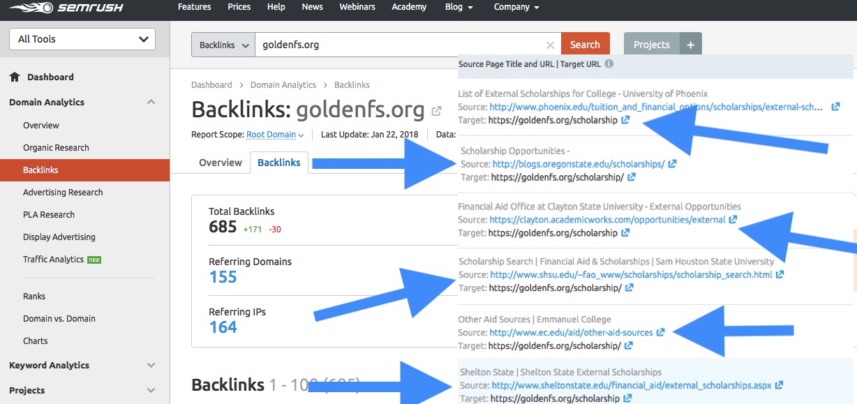 college scholarship leads to backlinks from .edu sites
