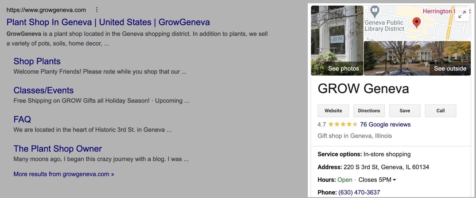 Google Business Profile for "GROW Geneva"