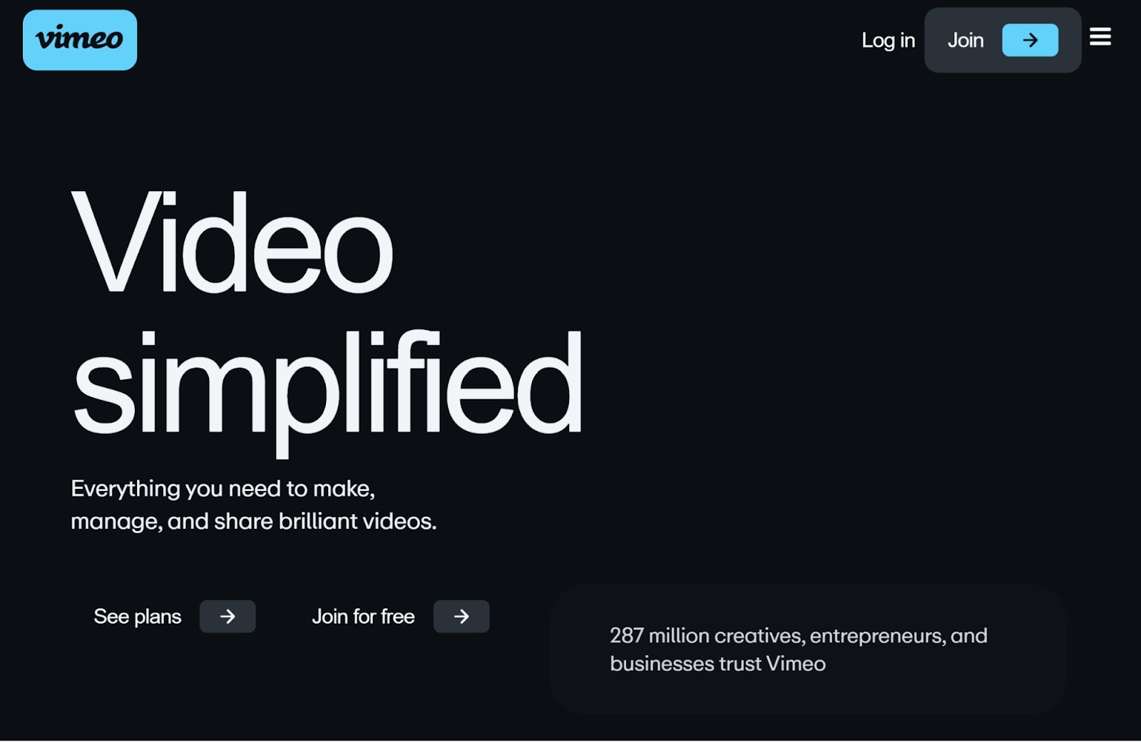 Vimeo homepage
