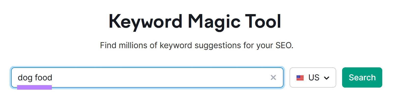 search for “dog food” in Keyword Magic Tool