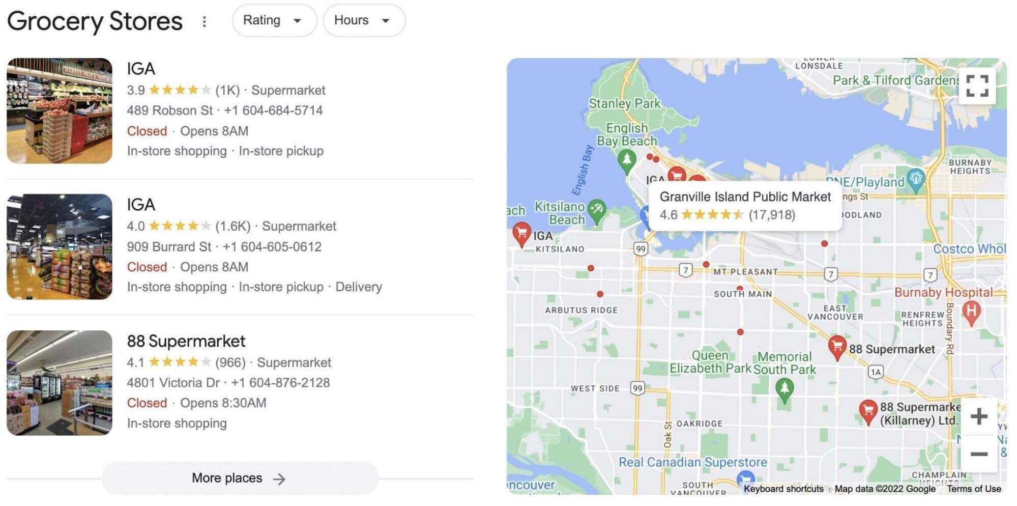 pacote de mapas de mercearias no Google