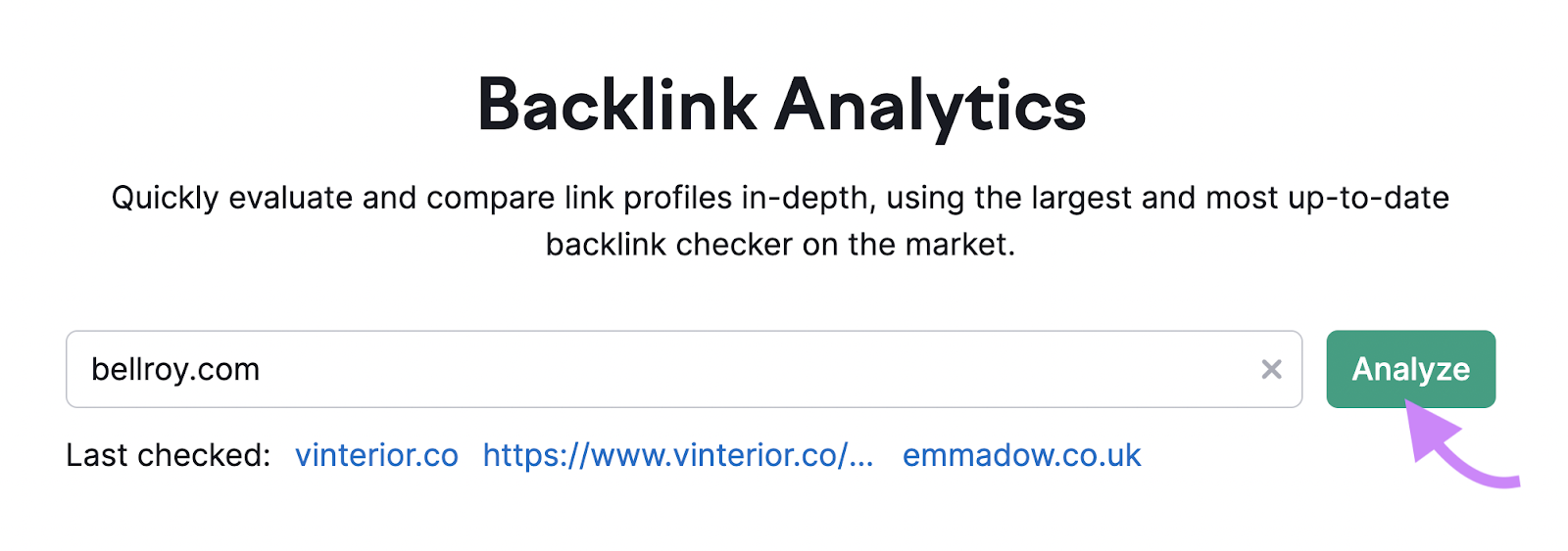 "bellroy.com" entered into the Backlink Analytics tool