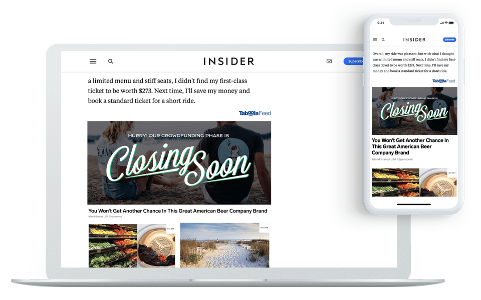 Taboola’s sponsored content on Insider