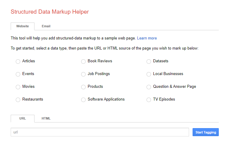Structured Data Markup Helper overview