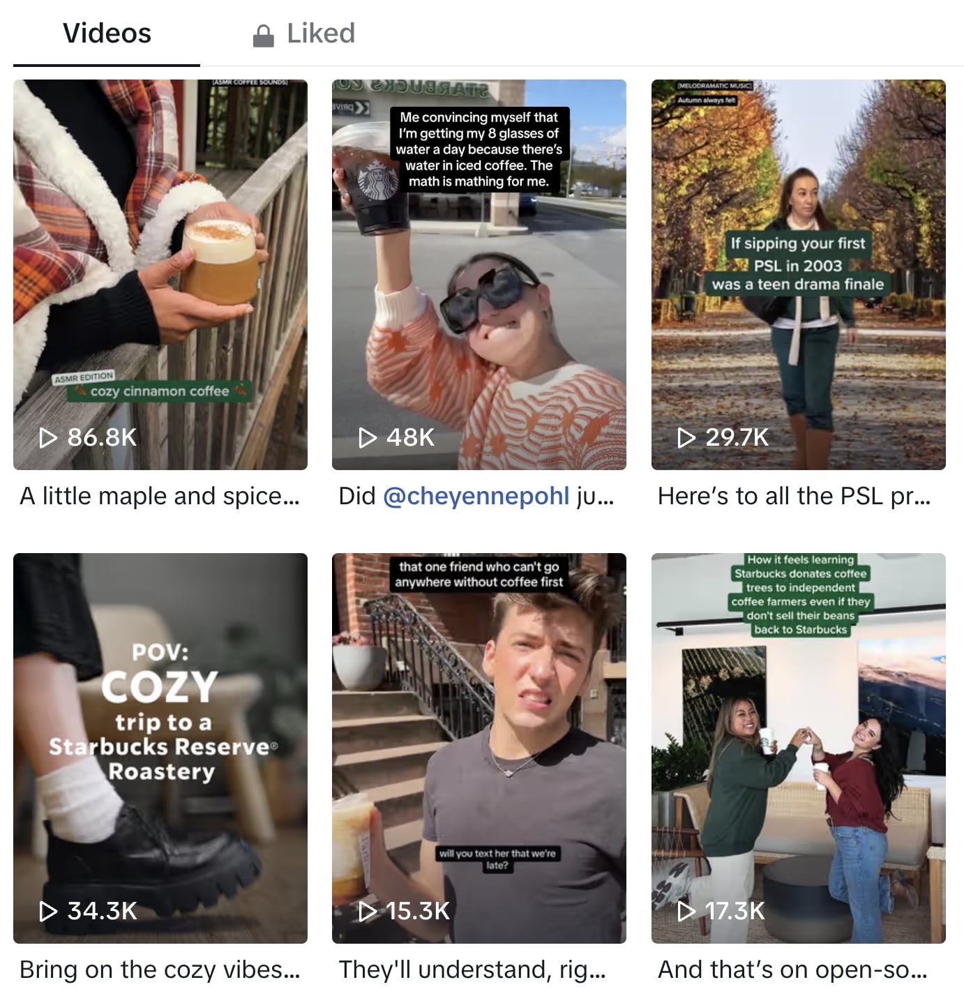 Starbucks videos on TikTok