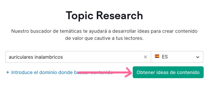 Página de inicio de Topic Research