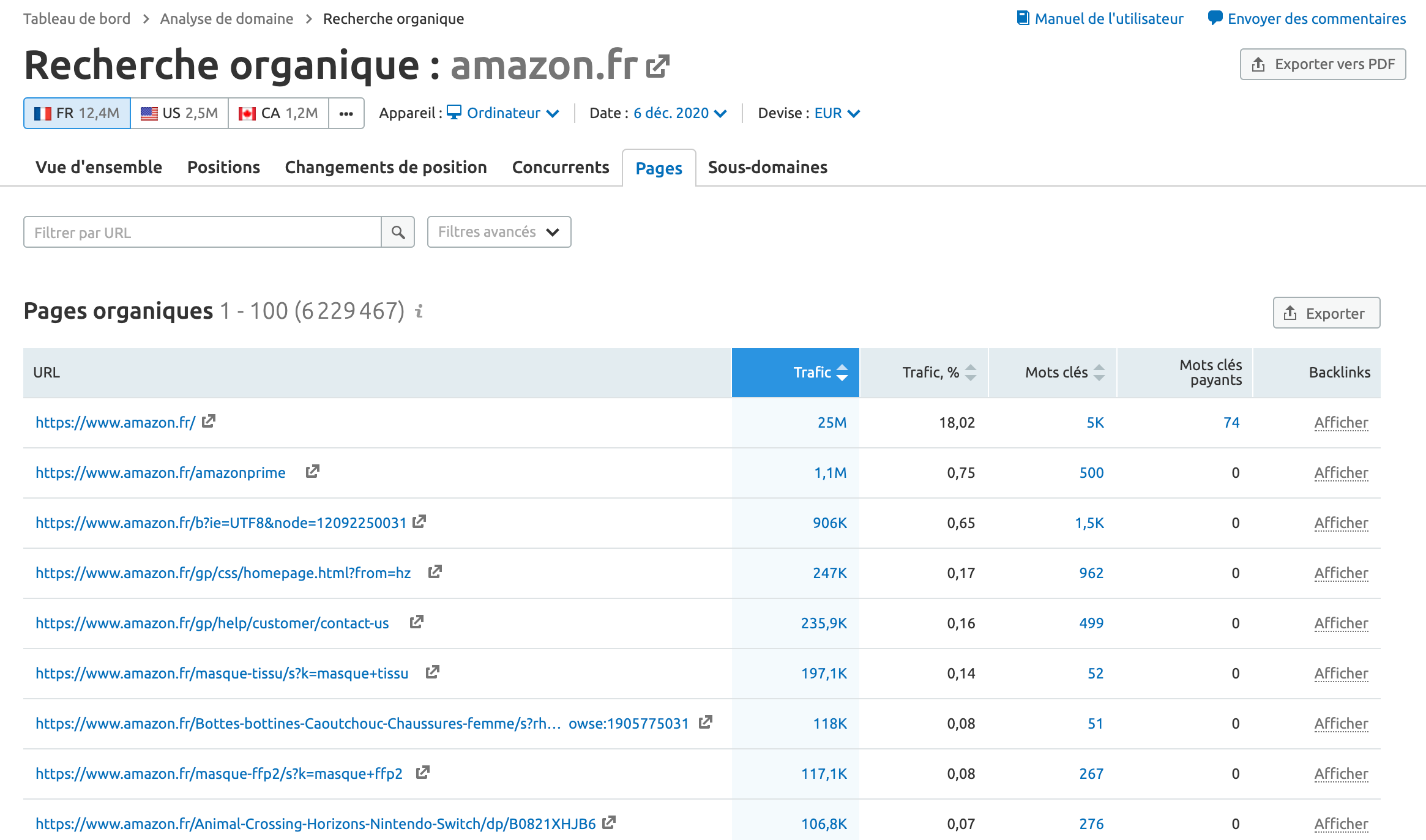 pages organiques amazon.fr