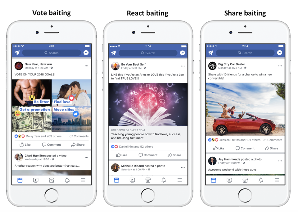 Beispiele für Interaktions-Köder in Facebook-Posts