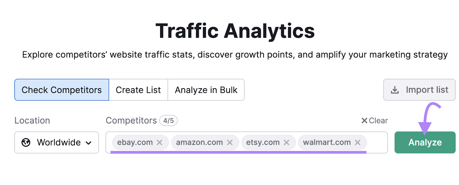 Traffic Analytics search bar