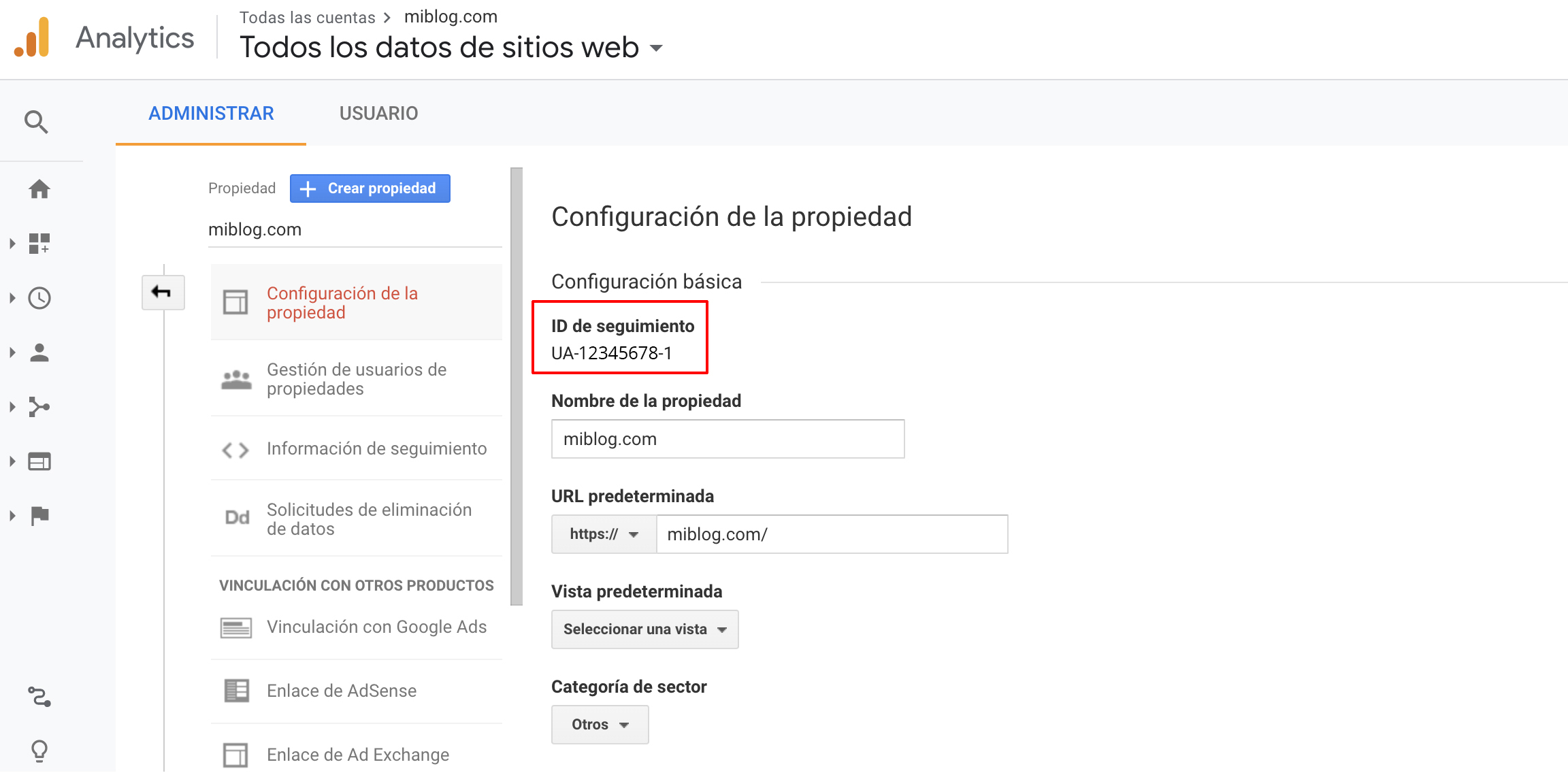 Cómo empezar un blog desde cero - ID de seguimiento de Google Analytics