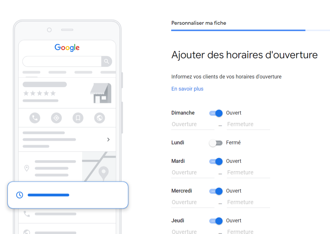 Google Business Profile - Jours et heures d'ouverture