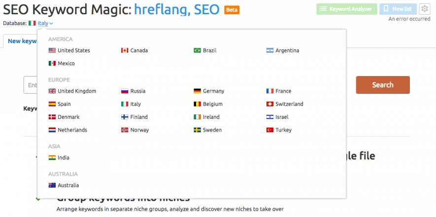 SEO Keyword Magic tool: trova le parole chiave in 23 Paesi del mondo