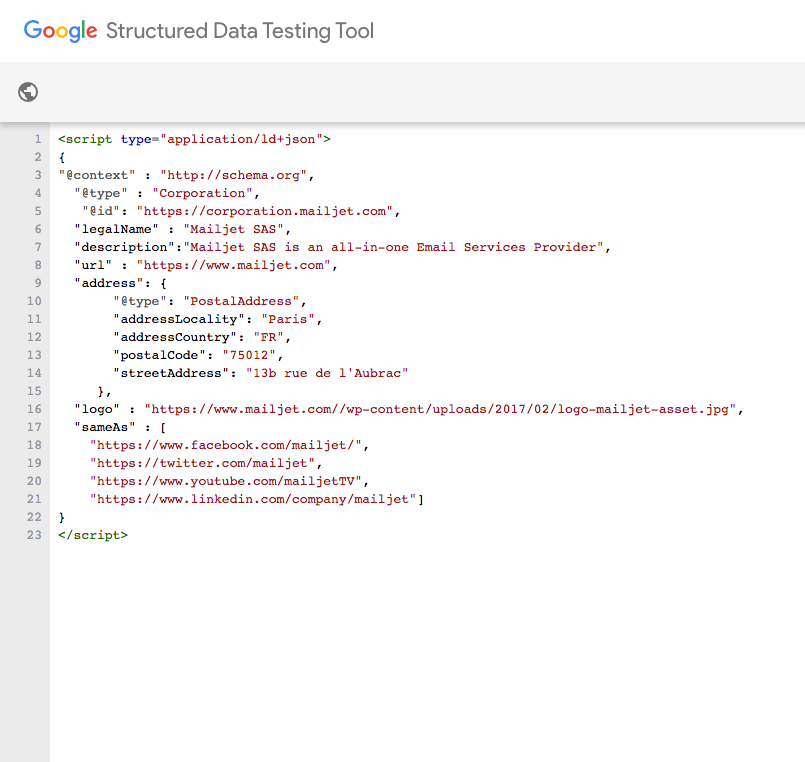 json-ld schema for corporation