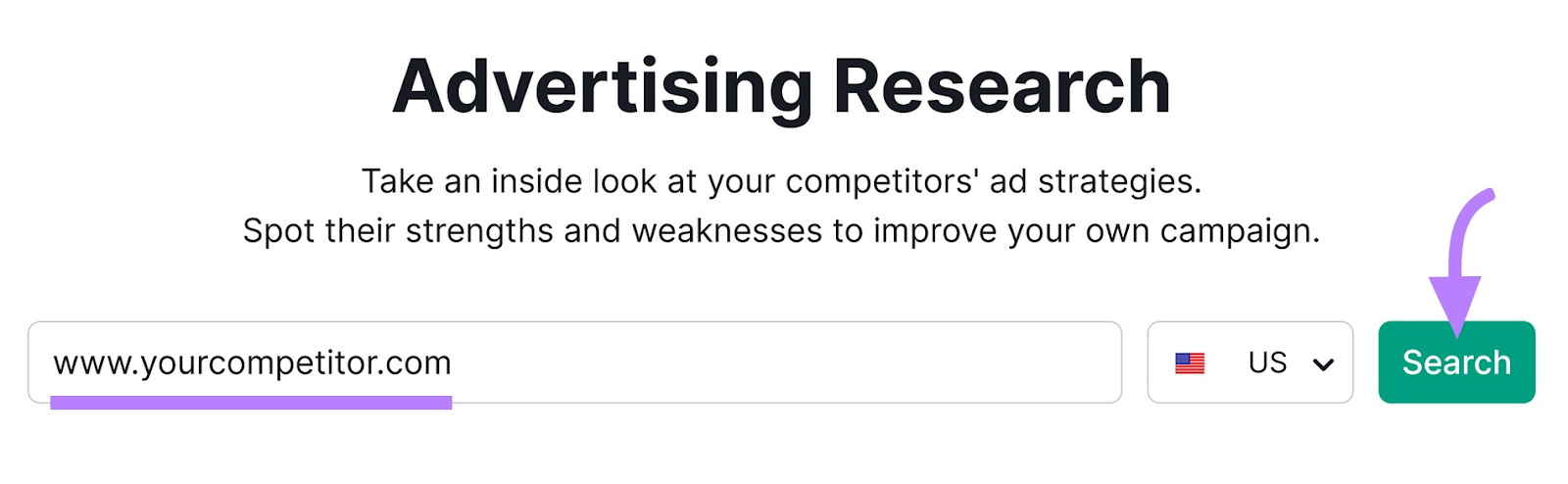 enter a competitor’s domain in Advertising Research tool