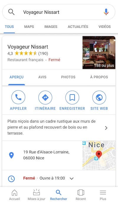 Affichage Google My Business