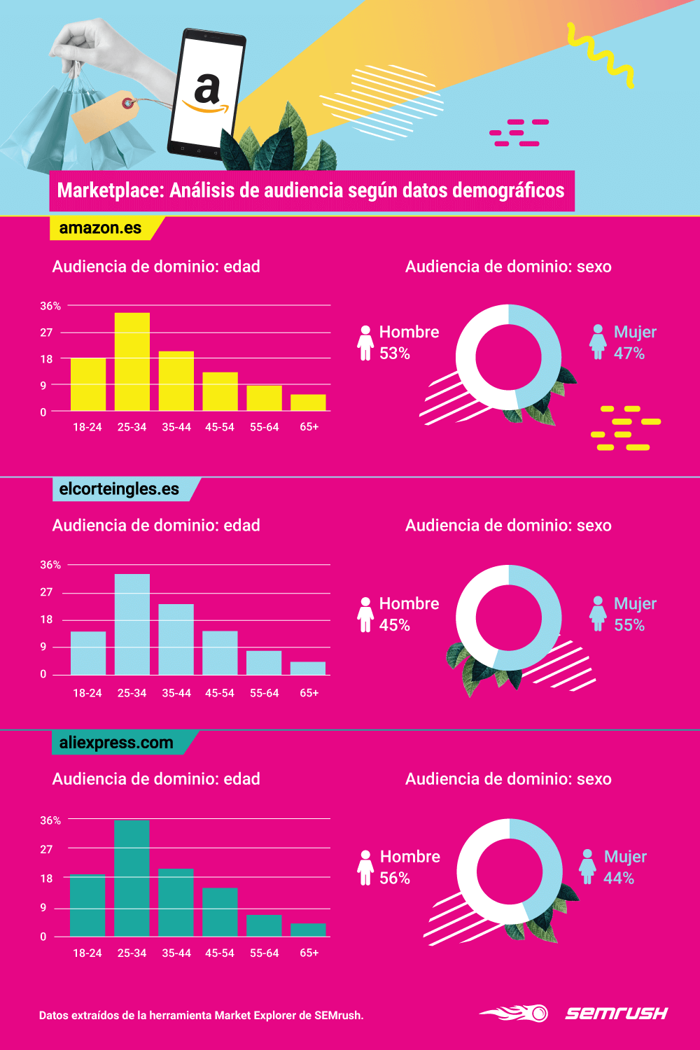 Sitios web de comercio electrónico - Datos demográficos marketplace