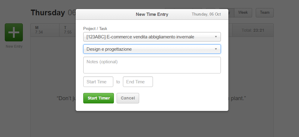 Time tracking: il timer di Harvest