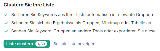Screenshot: Clustern Sie Ihre Liste